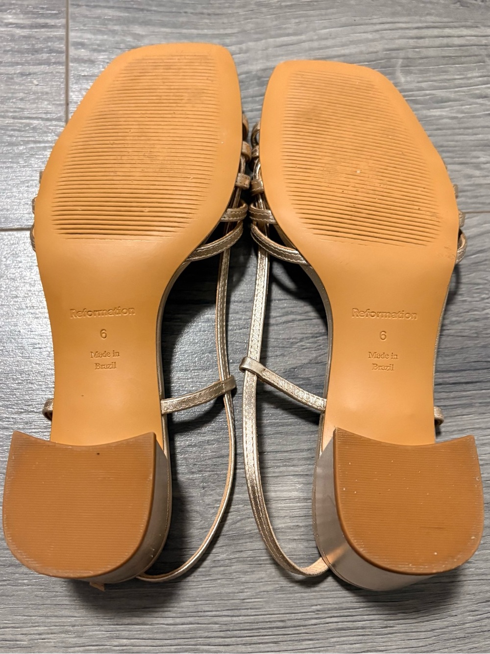 Reformation Metallic Gold Strappy Slingback Heels - Picture 6 of 7